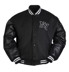Μπουφάν Vintage Mil-Tec NY Baseball Jacket μαύρο με λευκά μανίκια