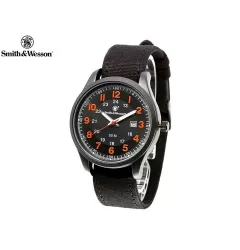 Smith & Wesson Cadet luminous watch orange with black canvas strap