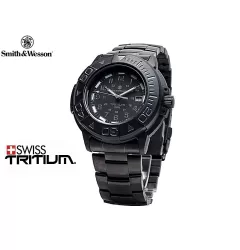 Smith & Wesson Dive watch black with stainless steel and rubber straps