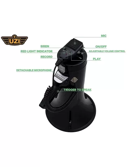 Megaphone 50 Watt Recordable Black UZI , image 2Megaphone 50 Watt Recordable Black UZI, image 2